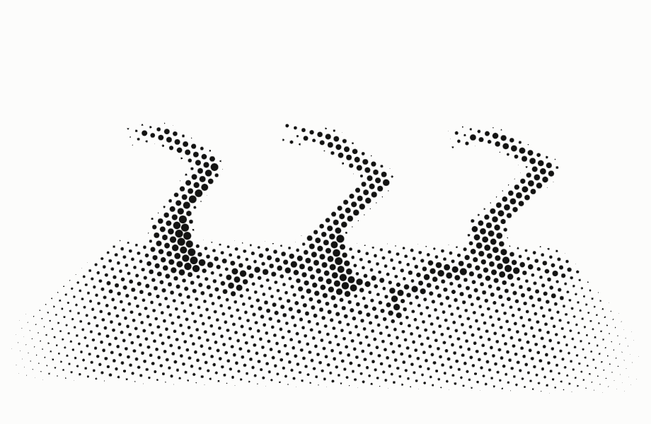 Industrial robotics, rendered as a halftone field