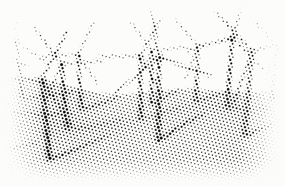 Wind generation, rendered as a halftone field